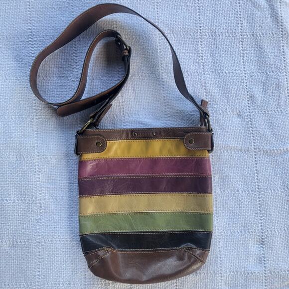 Vintage 90s Y2K Axcess by Liz Claiborne Striped Multi Color Vegan Leather Purse - Picture 1 of 9